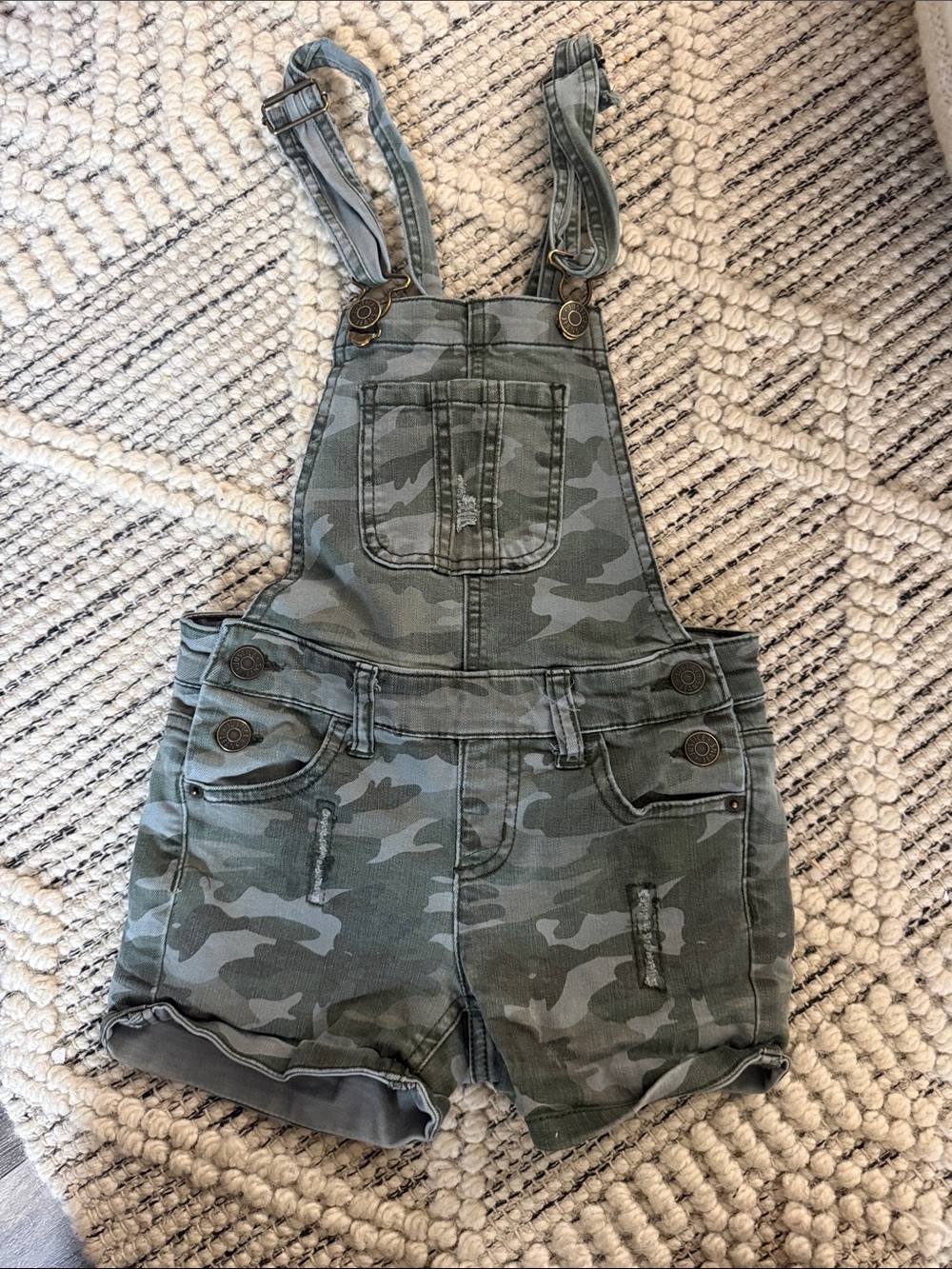 Kids Justice Camo Short Overalls - Green Camouflage